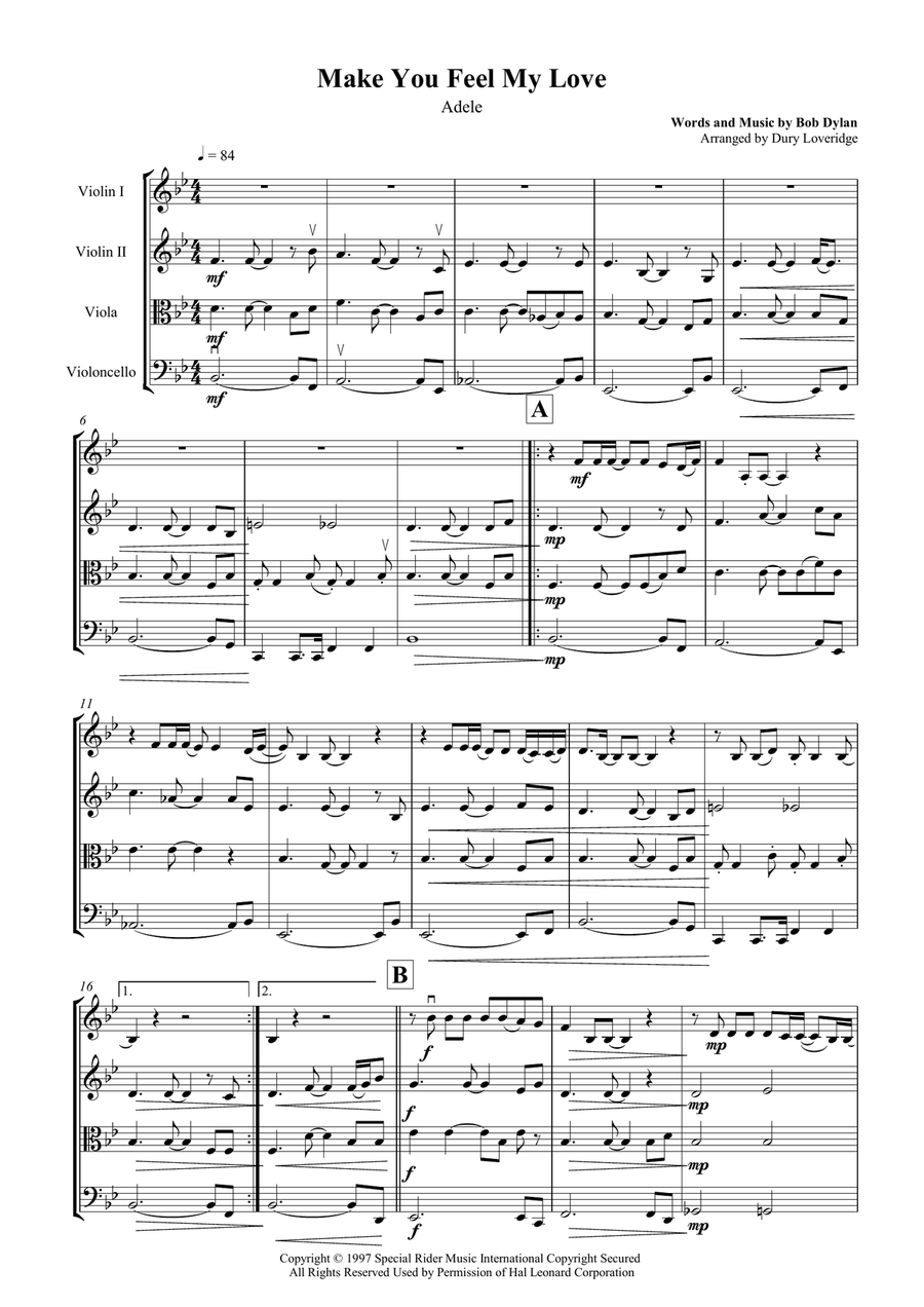 Make You Feel My Love Make You Feel My Love String Quartet scores gallery preview page 2