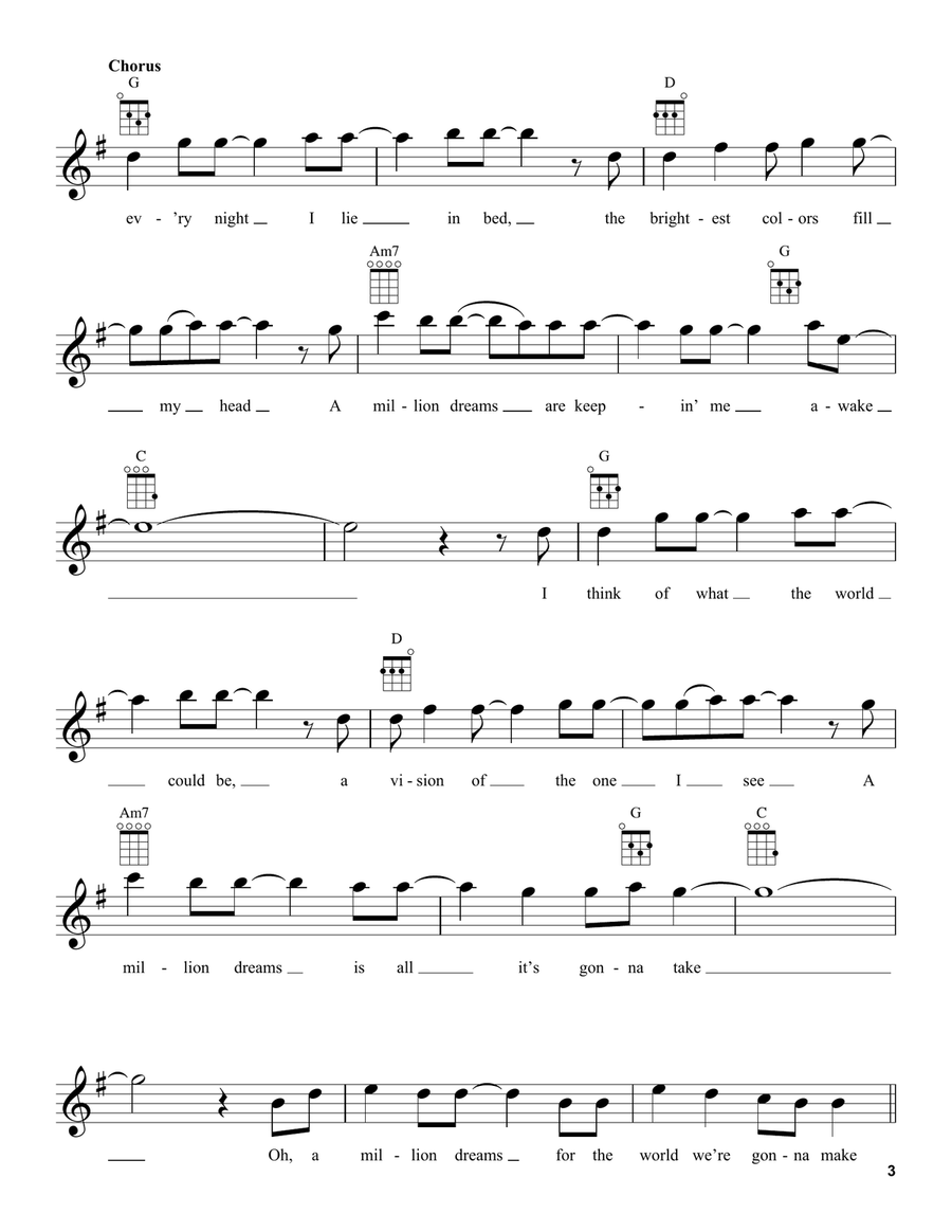 A Million Dreams (from The Greatest Showman) Ukulele scores gallery preview page 3