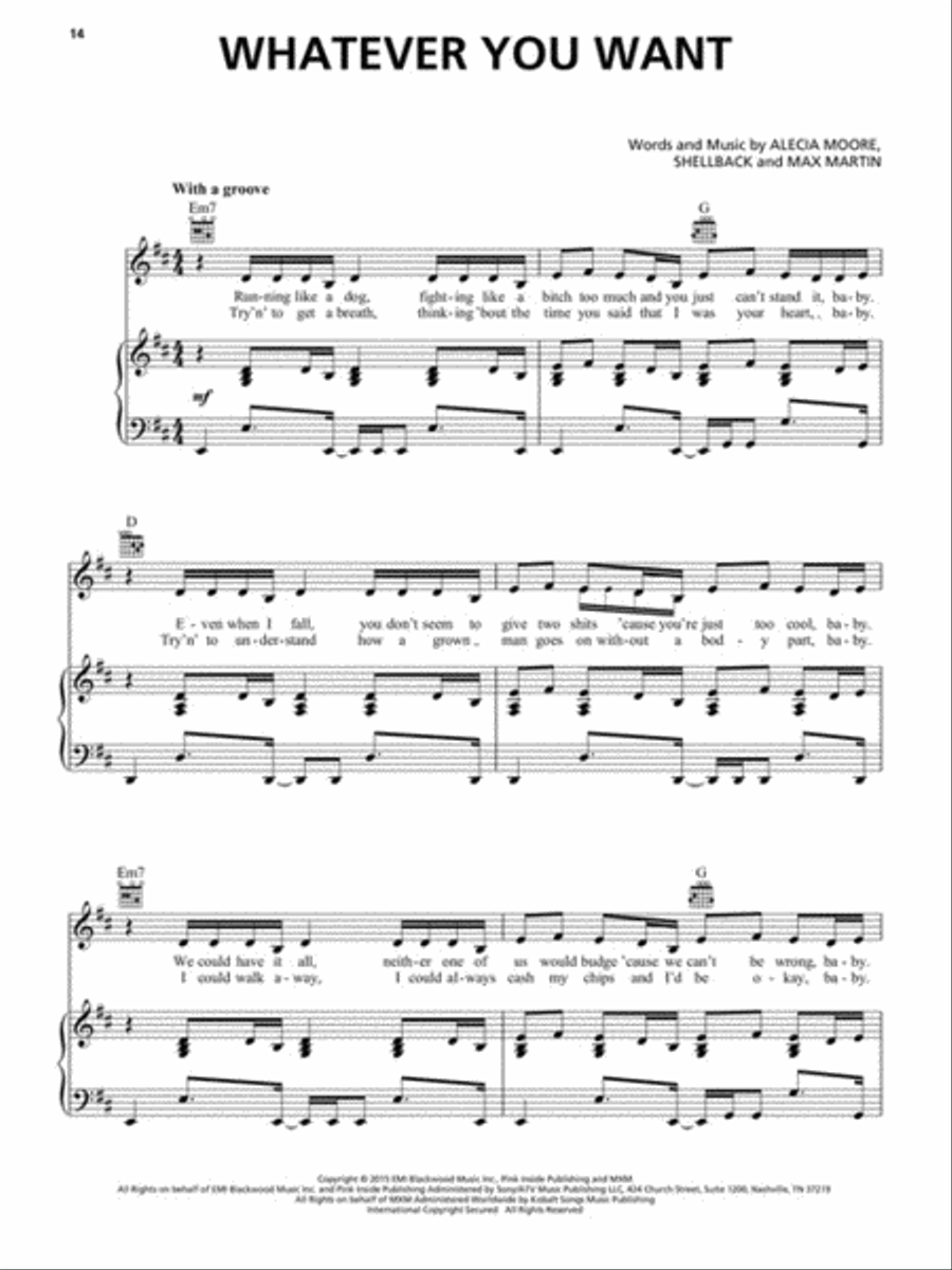 P!nk - Beautiful Trauma Piano, Vocal, Guitar scores gallery preview page 5
