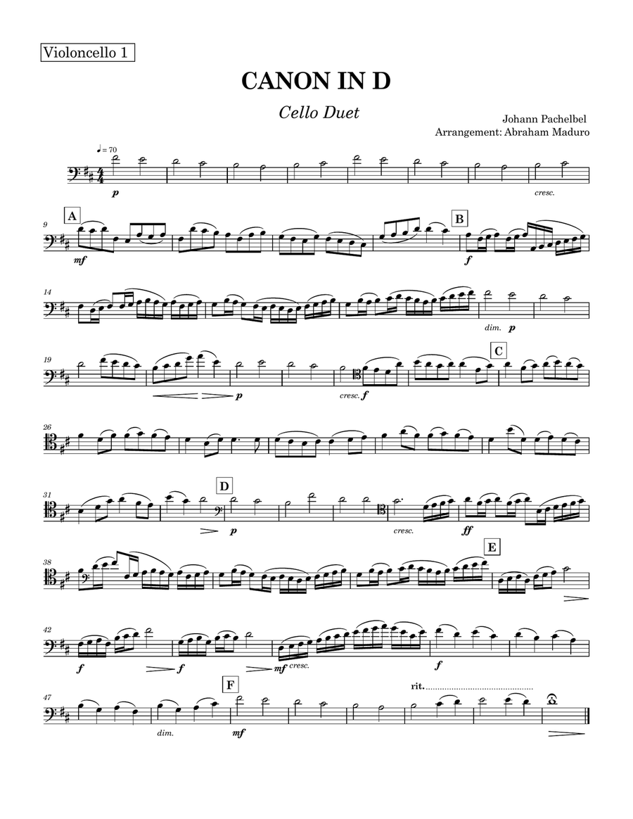 Pachelbel's Canon In D Cello Duet String Duet scores gallery preview page 4
