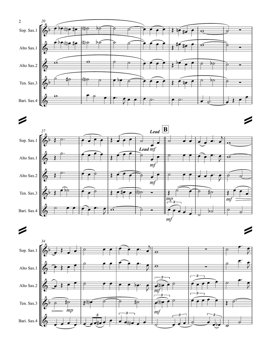 Were You There (When They Crucified My Lord) (for Saxophone Quartet SATB or AATB) Saxophone Quartet scores gallery preview page 3