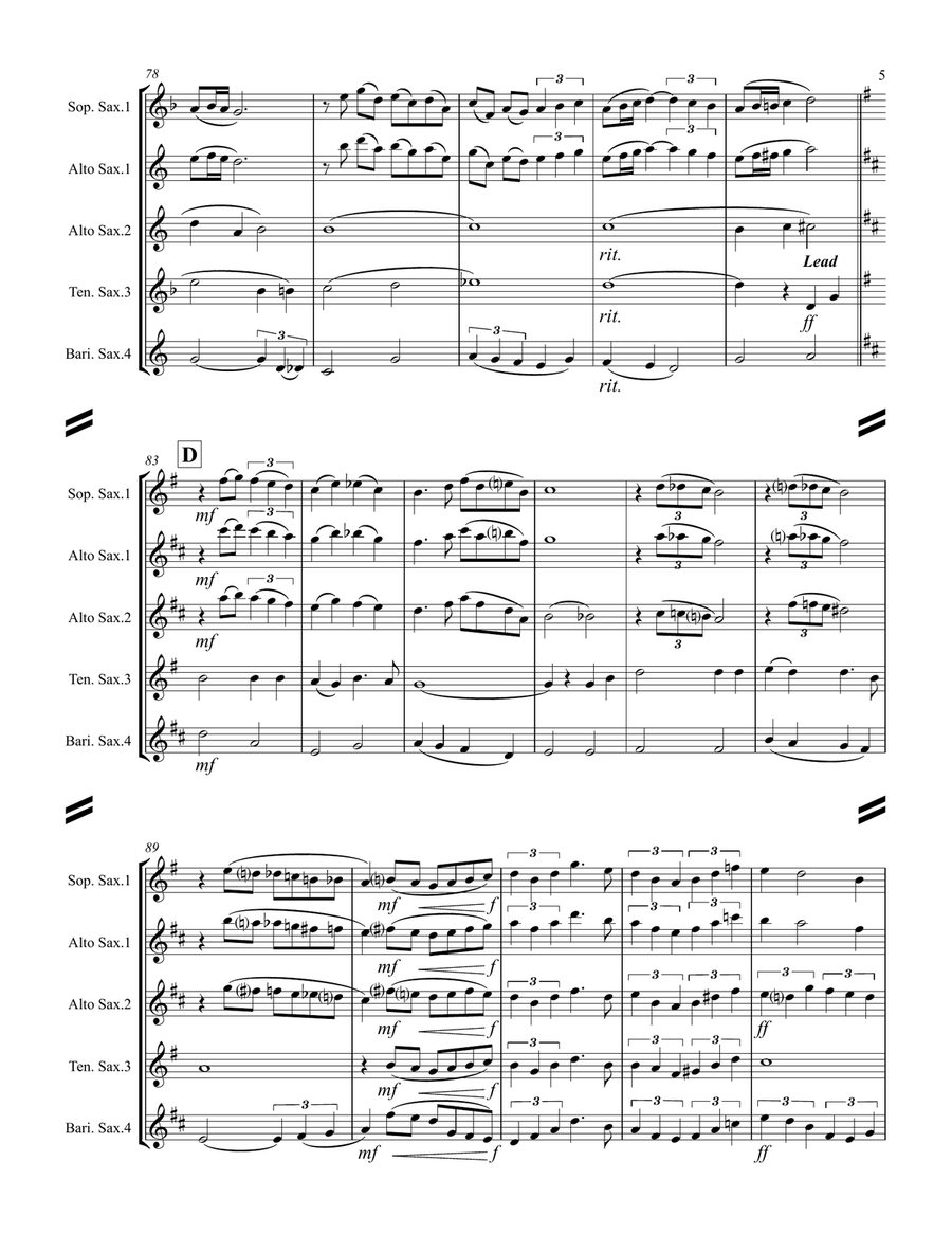 Were You There (When They Crucified My Lord) (for Saxophone Quartet SATB or AATB) Saxophone Quartet scores gallery preview page 6
