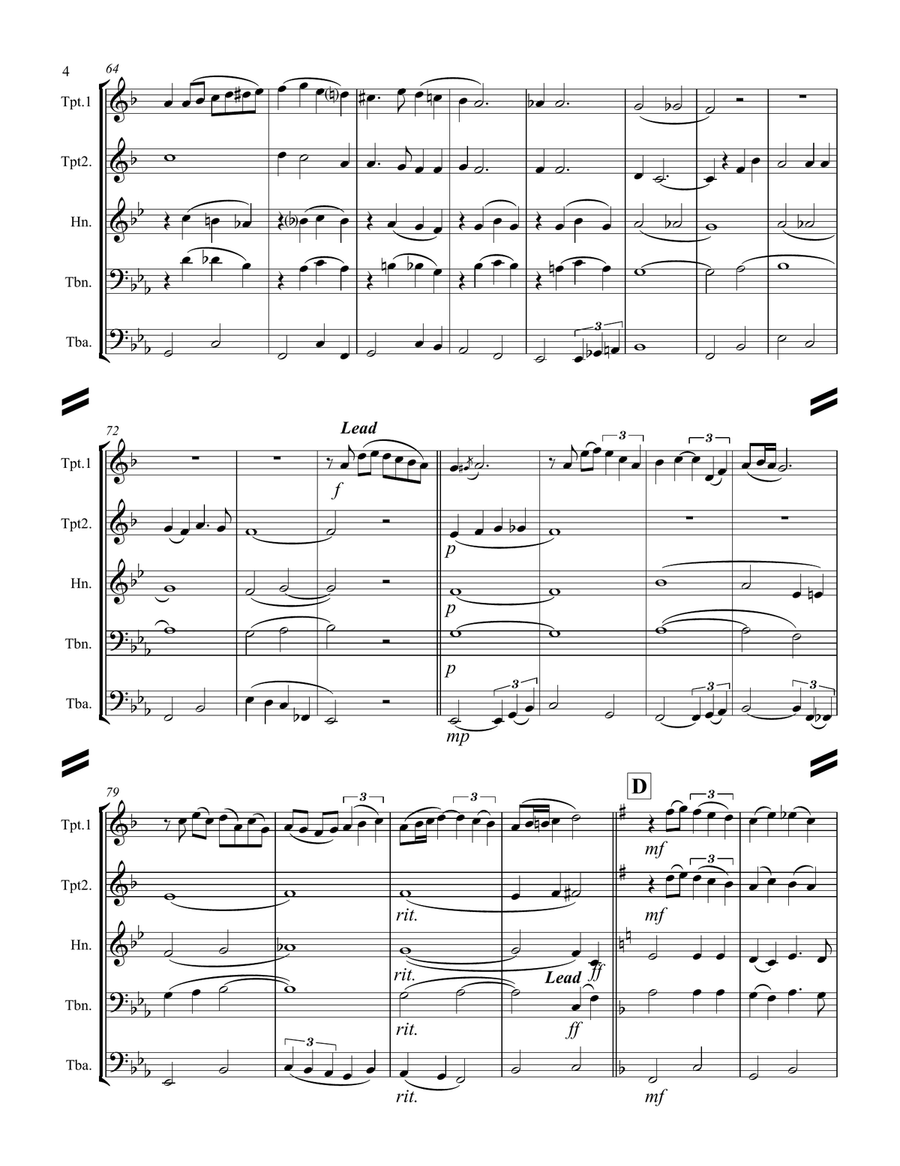 Were You There (When They Crucified My Lord) (for Brass Quintet) Brass Quintet scores gallery preview page 5