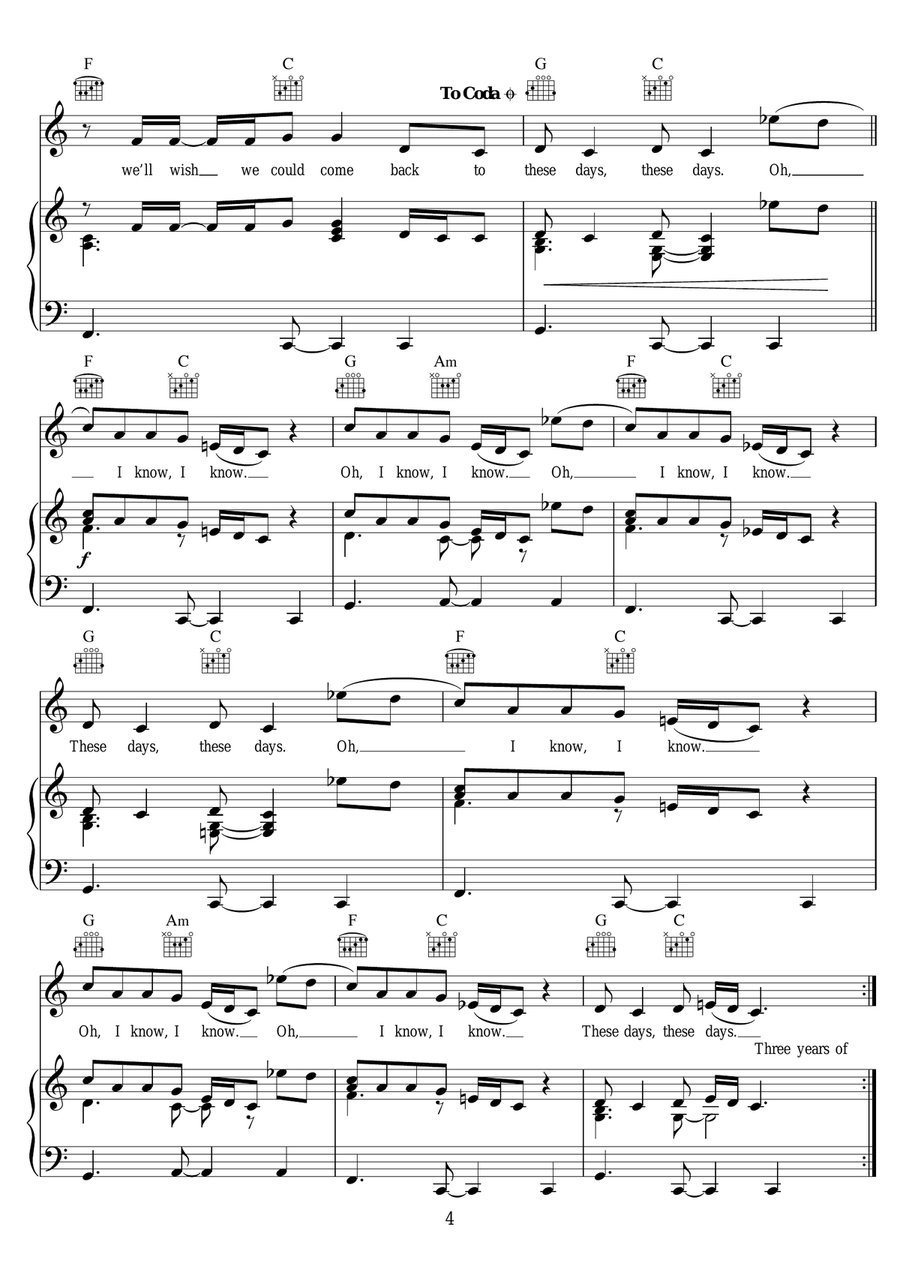 These Days (featuring Jess Glynne, Macklemore and Dan Caplen) Piano, Vocal scores gallery preview page 4