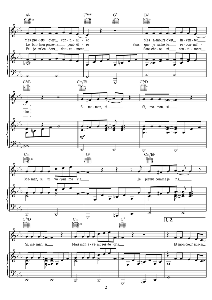 Si, Maman Si Si, Maman Si Piano, Vocal scores gallery preview page 2