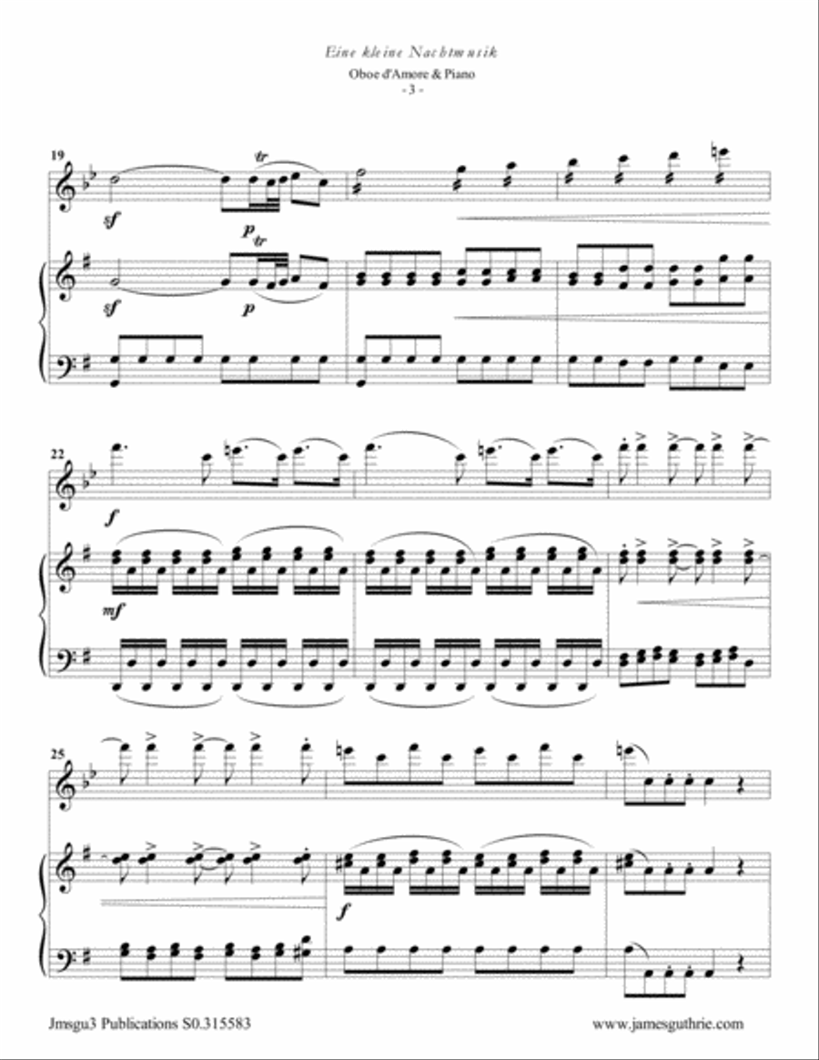 Mozart: Eine kleine Nachtmusik for Oboe d'Amore & Piano Oboe scores gallery preview page 3