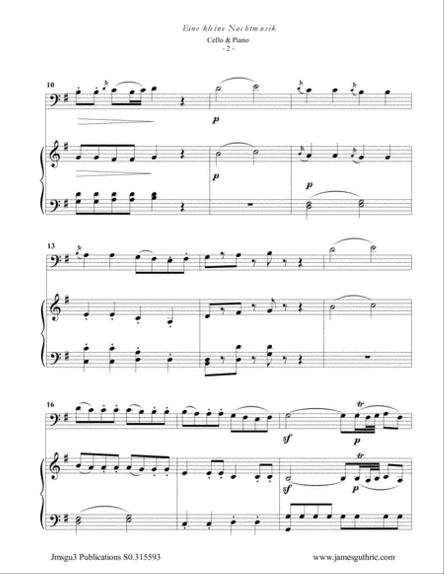 Mozart: Eine kleine Nachtmusik for Cello & Piano Piano scores gallery preview page 2