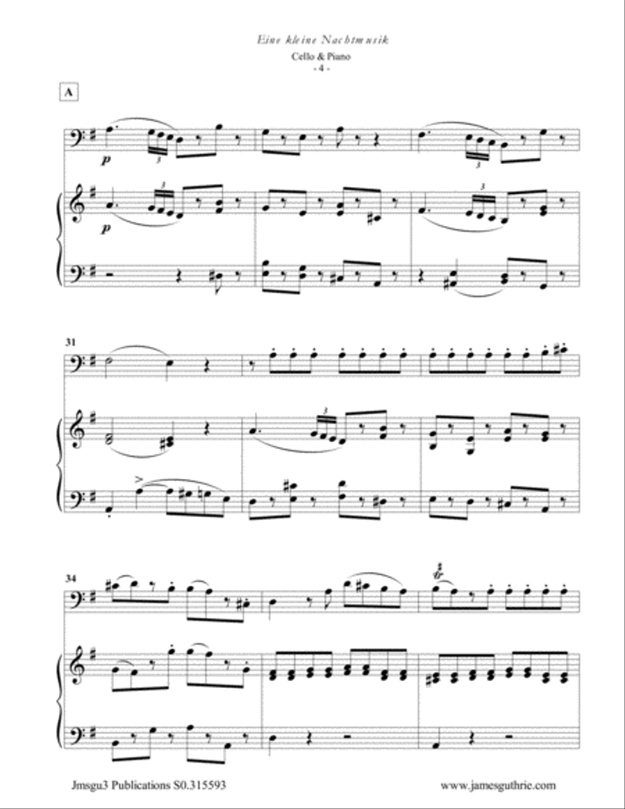 Mozart: Eine kleine Nachtmusik for Cello & Piano Piano scores gallery preview page 4