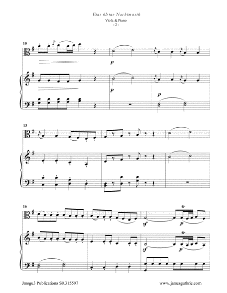 Mozart: Eine kleine Nachtmusik for Viola & Piano Viola scores gallery preview page 2