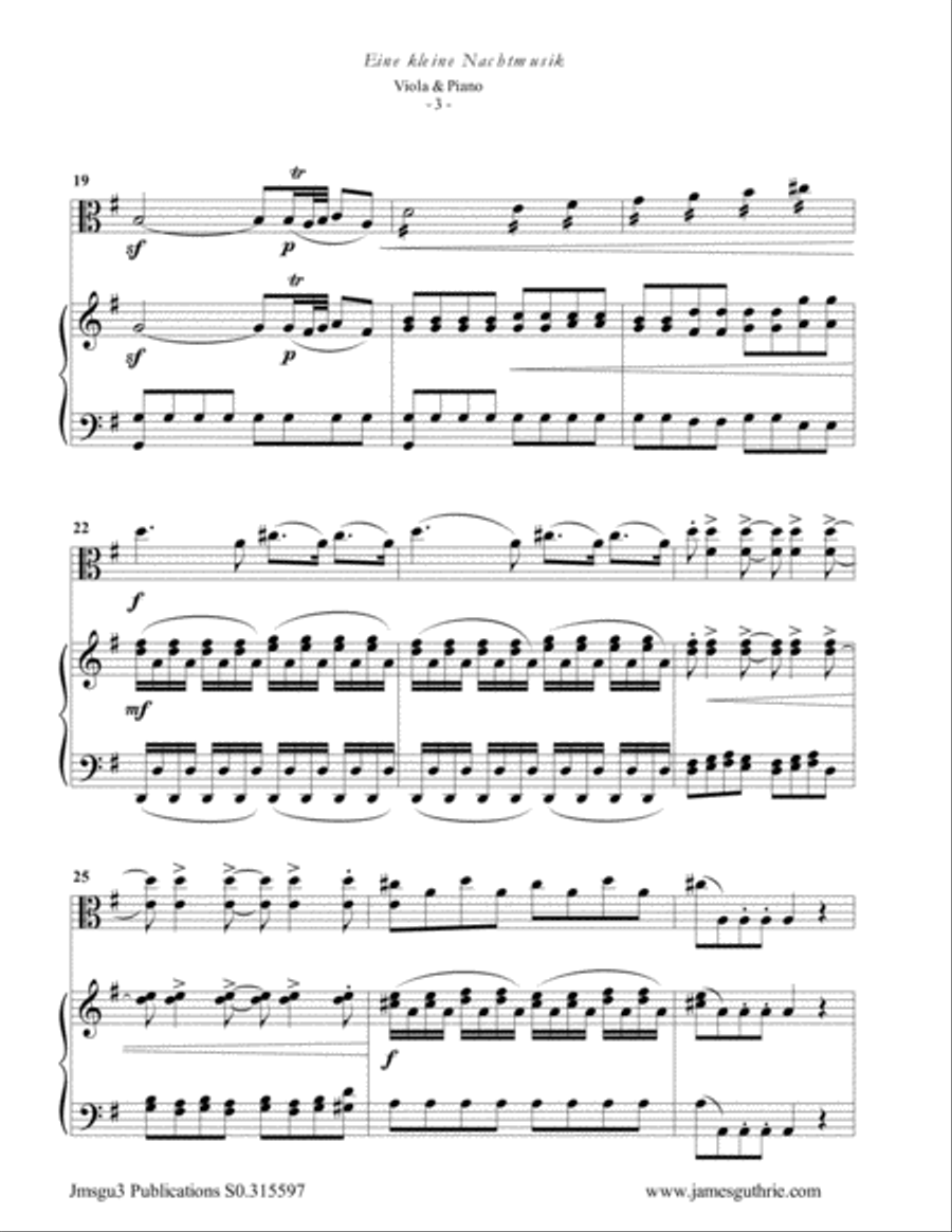 Mozart: Eine kleine Nachtmusik for Viola & Piano Viola scores gallery preview page 3
