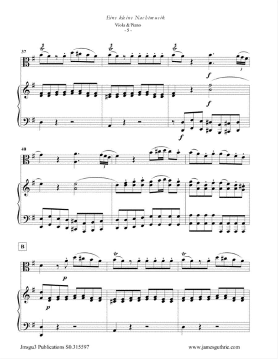Mozart: Eine kleine Nachtmusik for Viola & Piano Viola scores gallery preview page 5