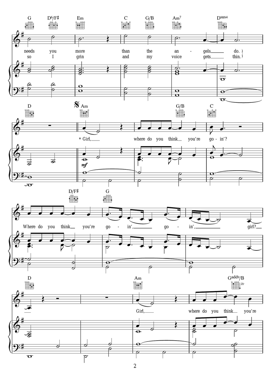 Joanne (Where Do You Think You're Goin'?) (piano version) Piano, Vocal scores gallery preview page 2