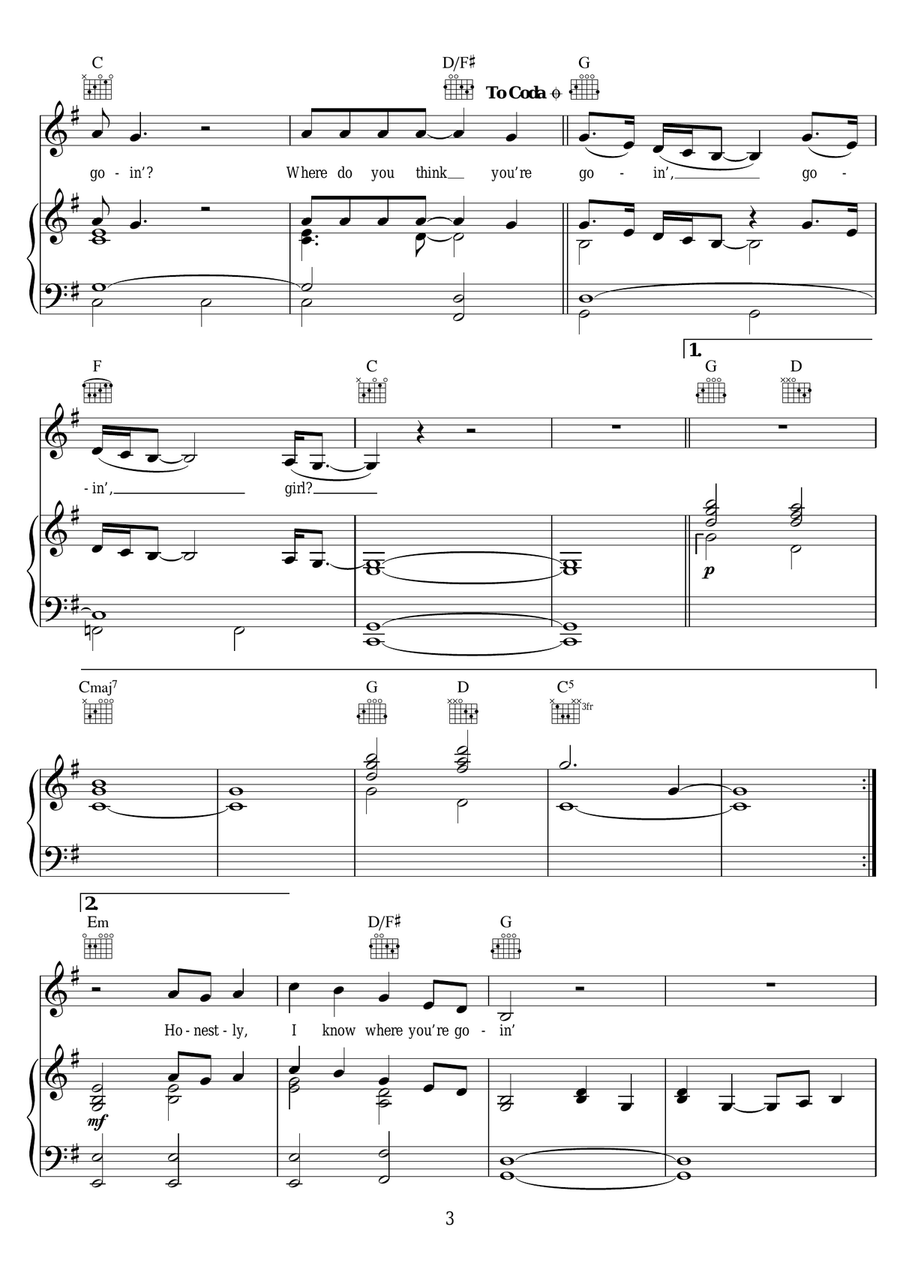 Joanne (Where Do You Think You're Goin'?) (piano version) Piano, Vocal scores gallery preview page 3