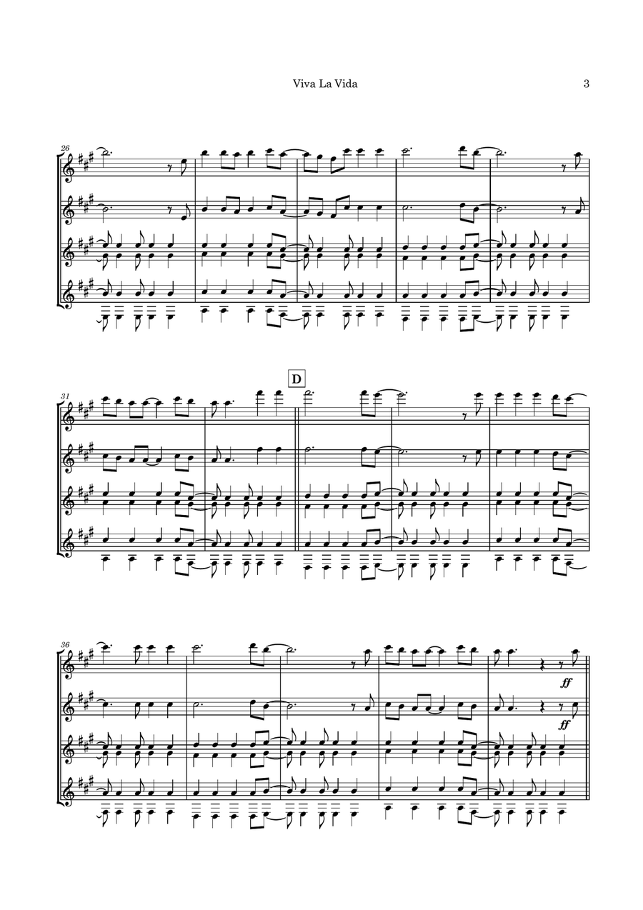 Viva La Vida Guitar Ensemble scores gallery preview page 6