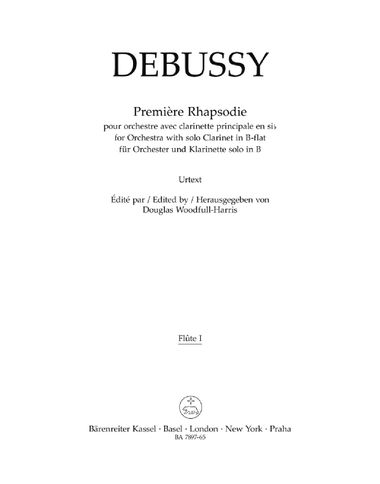 Première Rhapsodie for Orchestra with Solo Clarinet in B-flat