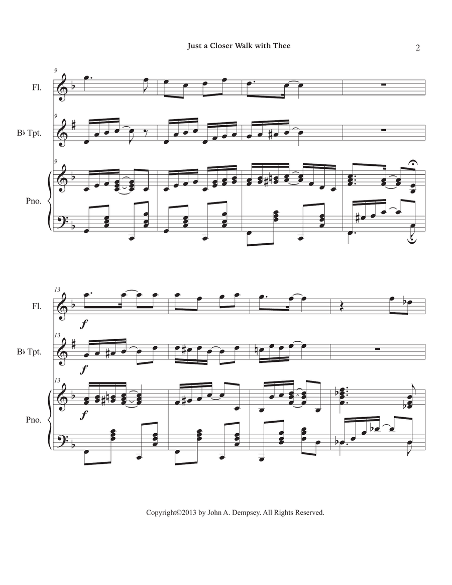 Just a Closer Walk with Thee / Solace (Trio for Flute, Trumpet and Piano) Small Ensemble scores gallery preview page 6