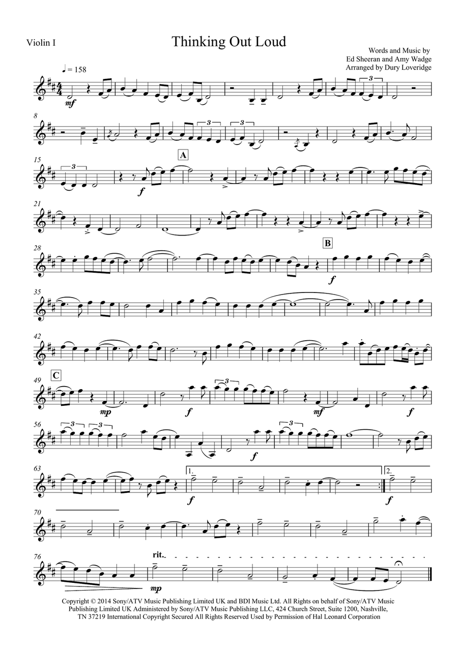 Thinking Out Loud Thinking Out Loud String Quartet scores gallery preview page 2