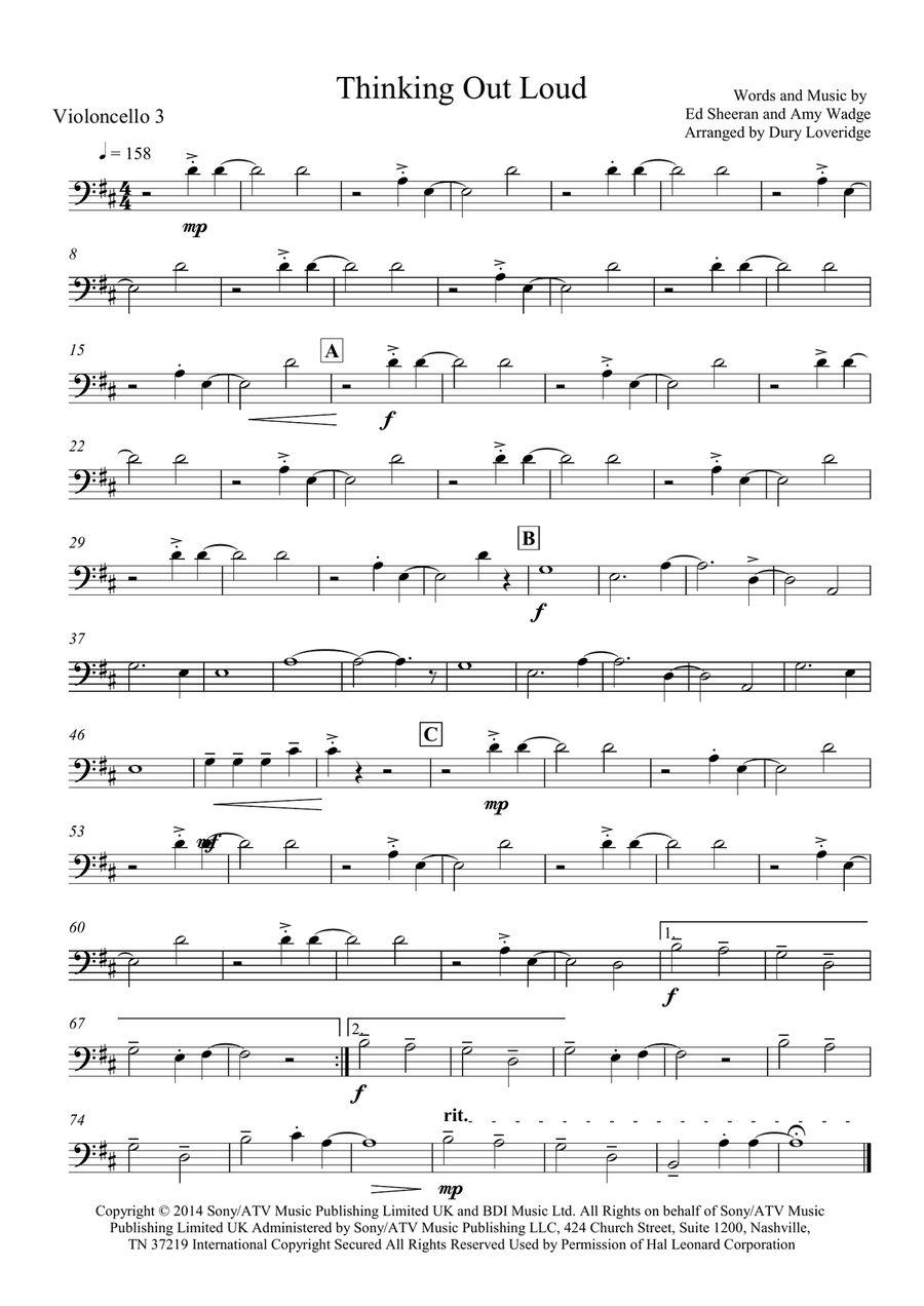 Thinking Out Loud Thinking Out Loud String Quartet scores gallery preview page 4