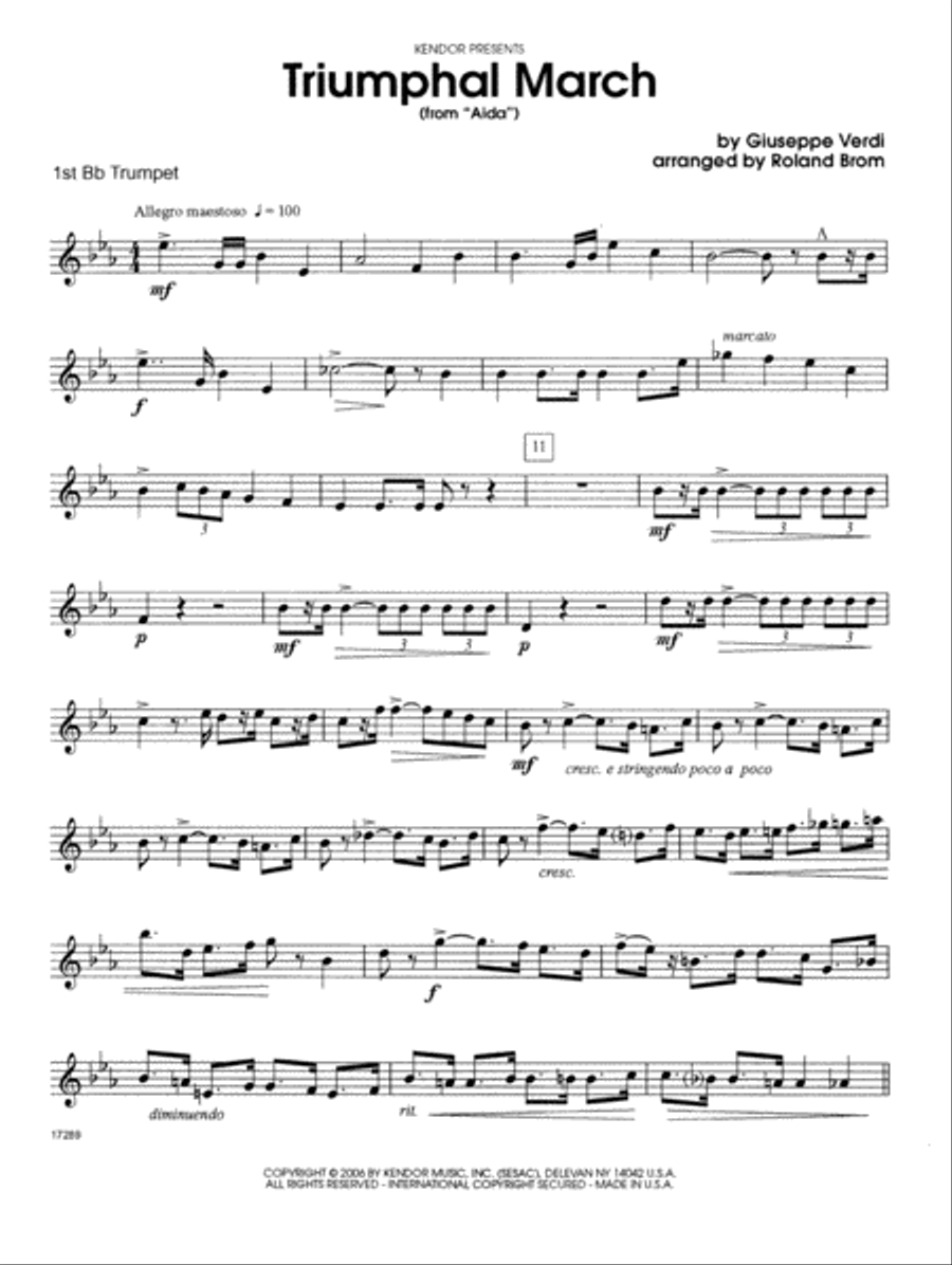 Triumphal March (from Aida) - 1st Bb Trumpet B-Flat Trumpet scores gallery preview page 1