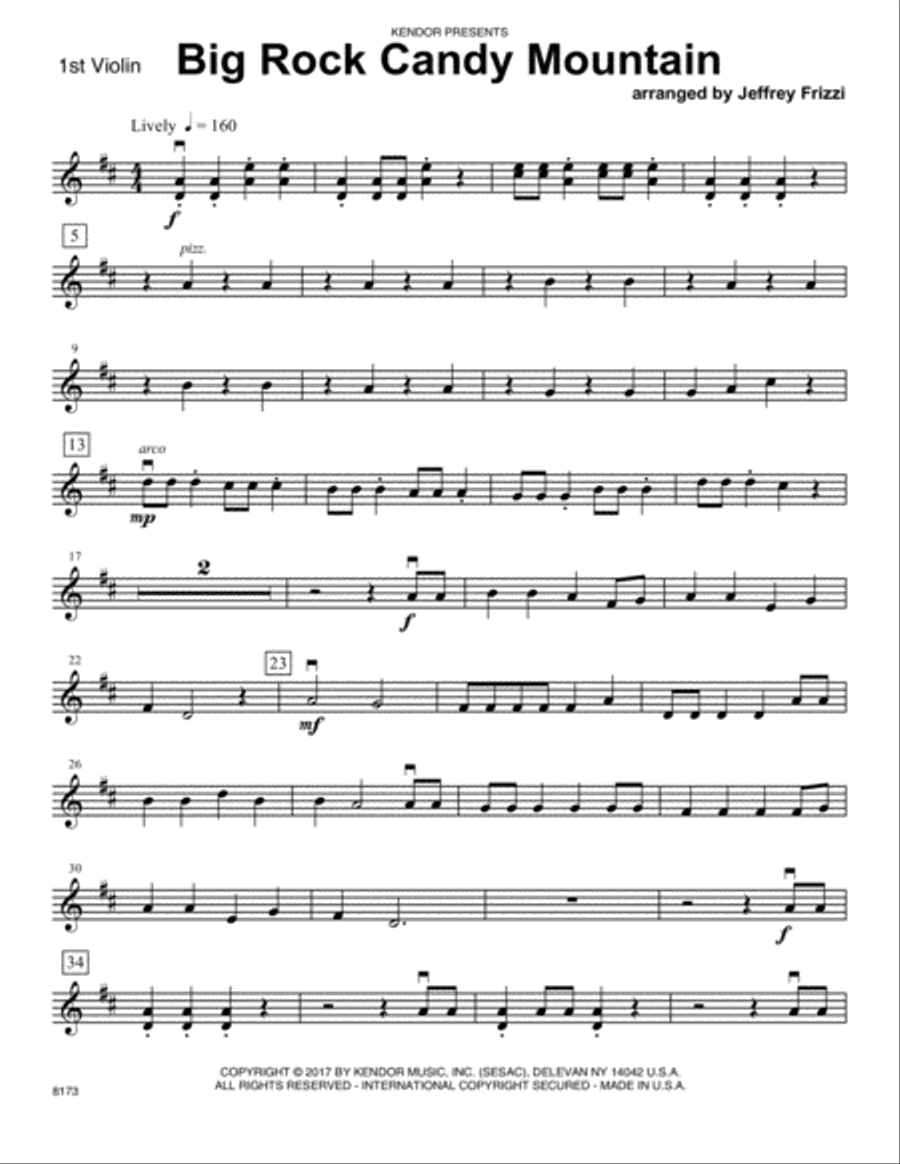 Big Rock Candy Mountain - 1st Violin Violin scores gallery preview page 1