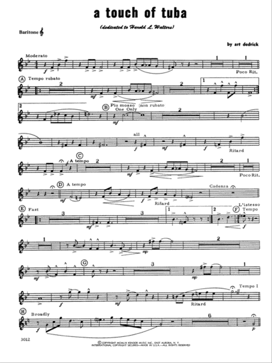 A Touch Of Tuba - Baritone T.C. Baritone Horn TC scores gallery preview page 1