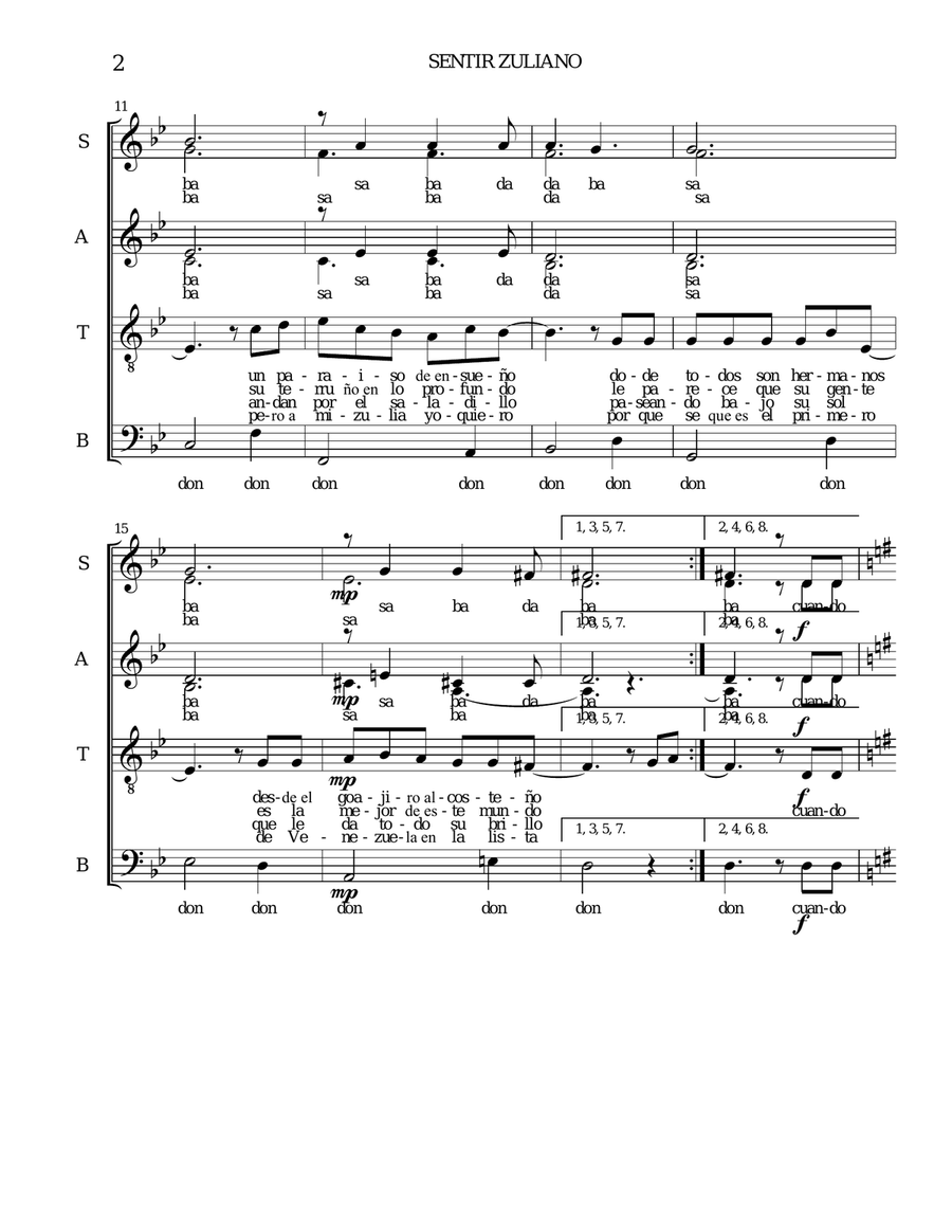 Sentir Zuliano . Gaita de furro 4-Part scores gallery preview page 2