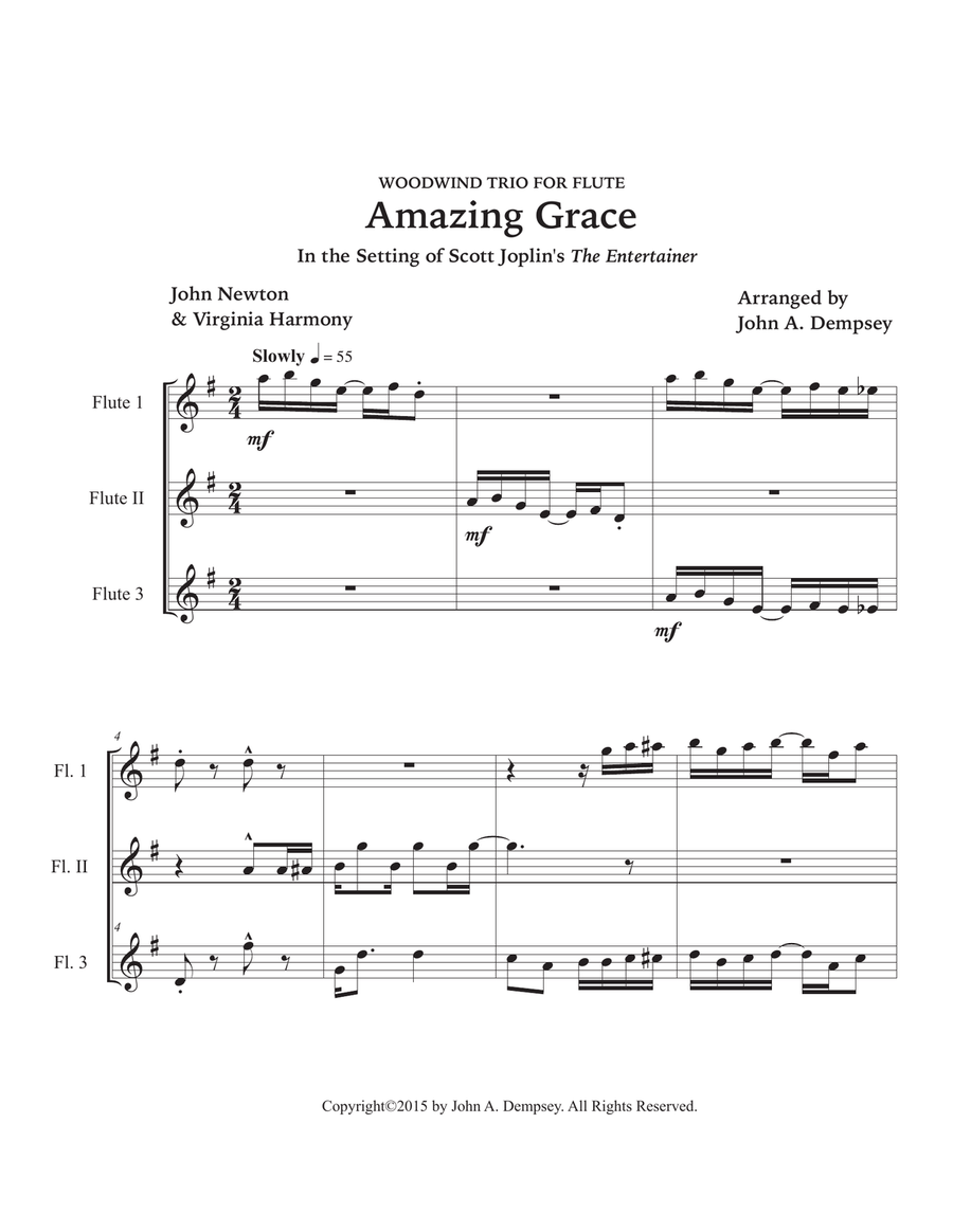 Amazing Grace / The Entertainer (Flute Trio) Flute Trio scores gallery preview page 5