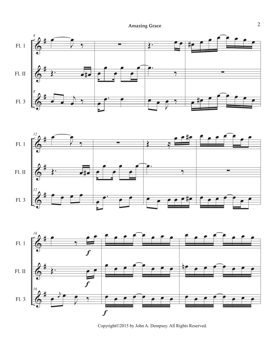 Amazing Grace / The Entertainer (Flute Trio) Flute Trio scores gallery preview page 6
