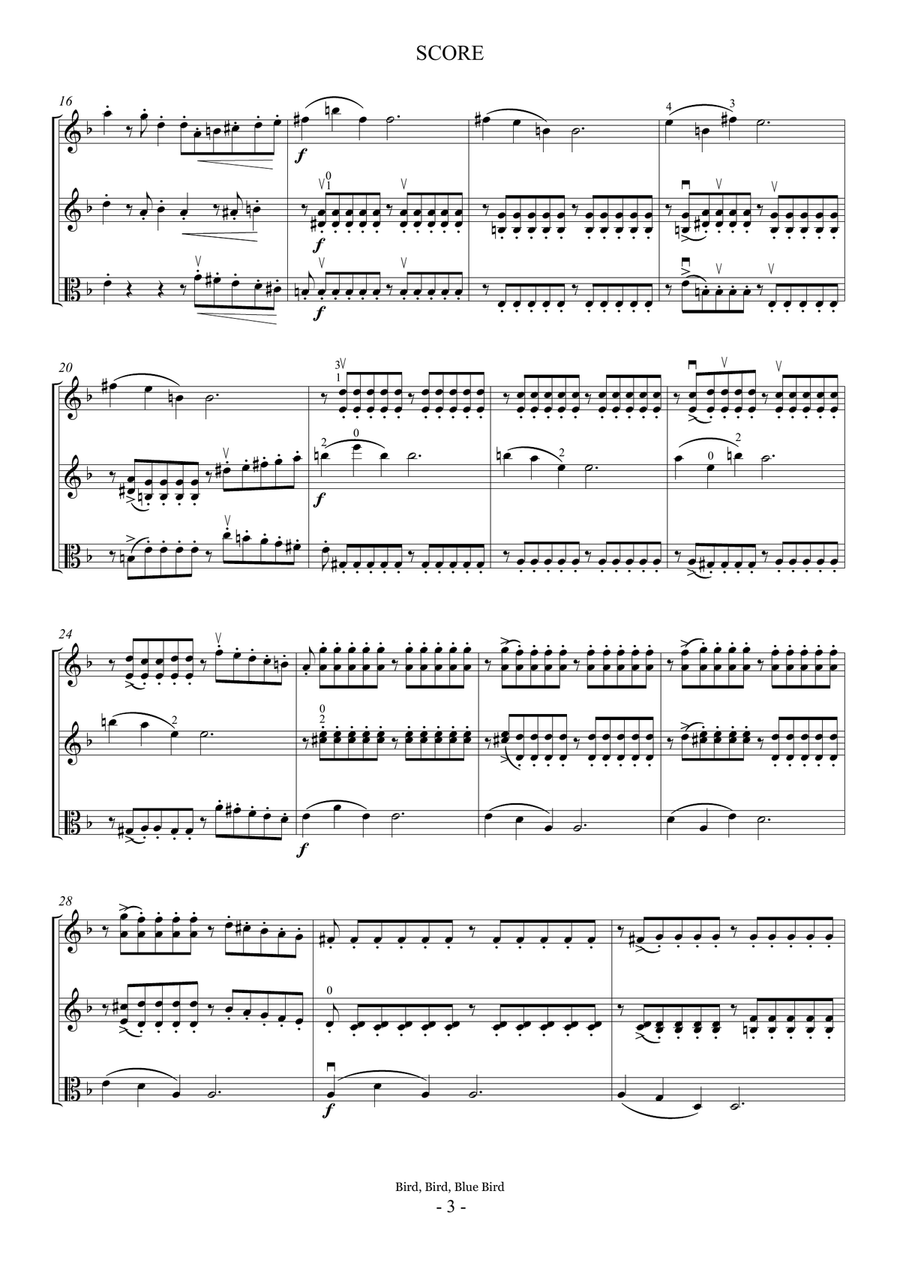 Bird, Bird, Blue Bird (For 2 Violins and Viola) String Duet scores gallery preview page 3