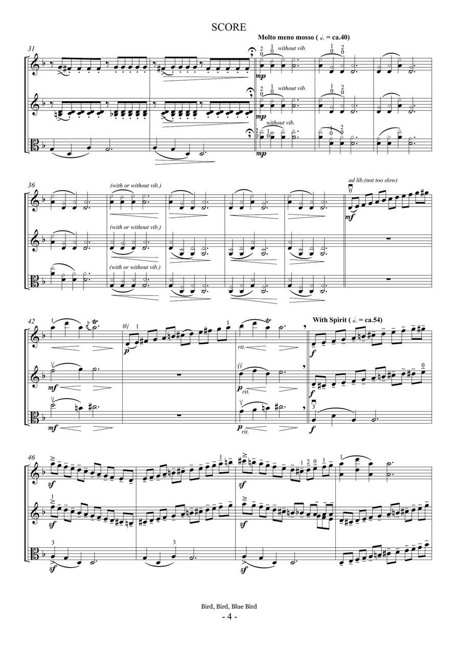 Bird, Bird, Blue Bird (For 2 Violins and Viola) String Duet scores gallery preview page 4