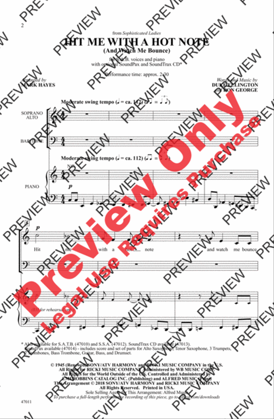 Hit Me with a Hot Note Hit Me with a Hot Note 3-Part scores gallery preview page 2