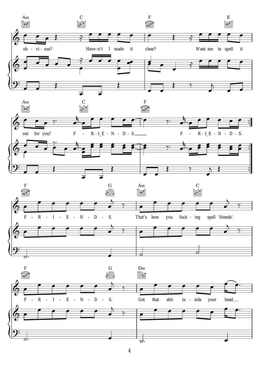 FRIENDS FRIENDS Piano, Vocal scores gallery preview page 4