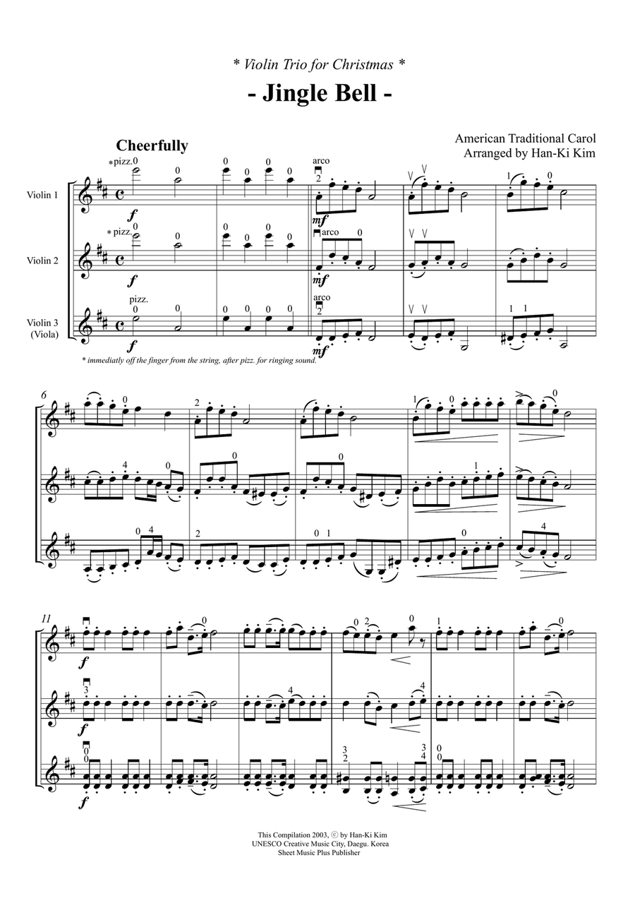 Jingle Bells(For 3 Violins. 2Vn and Va) String Trio scores gallery preview page 2