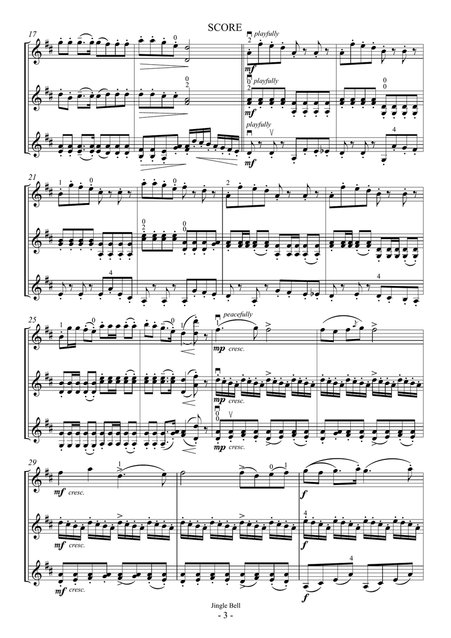 Jingle Bells(For 3 Violins. 2Vn and Va) String Trio scores gallery preview page 3