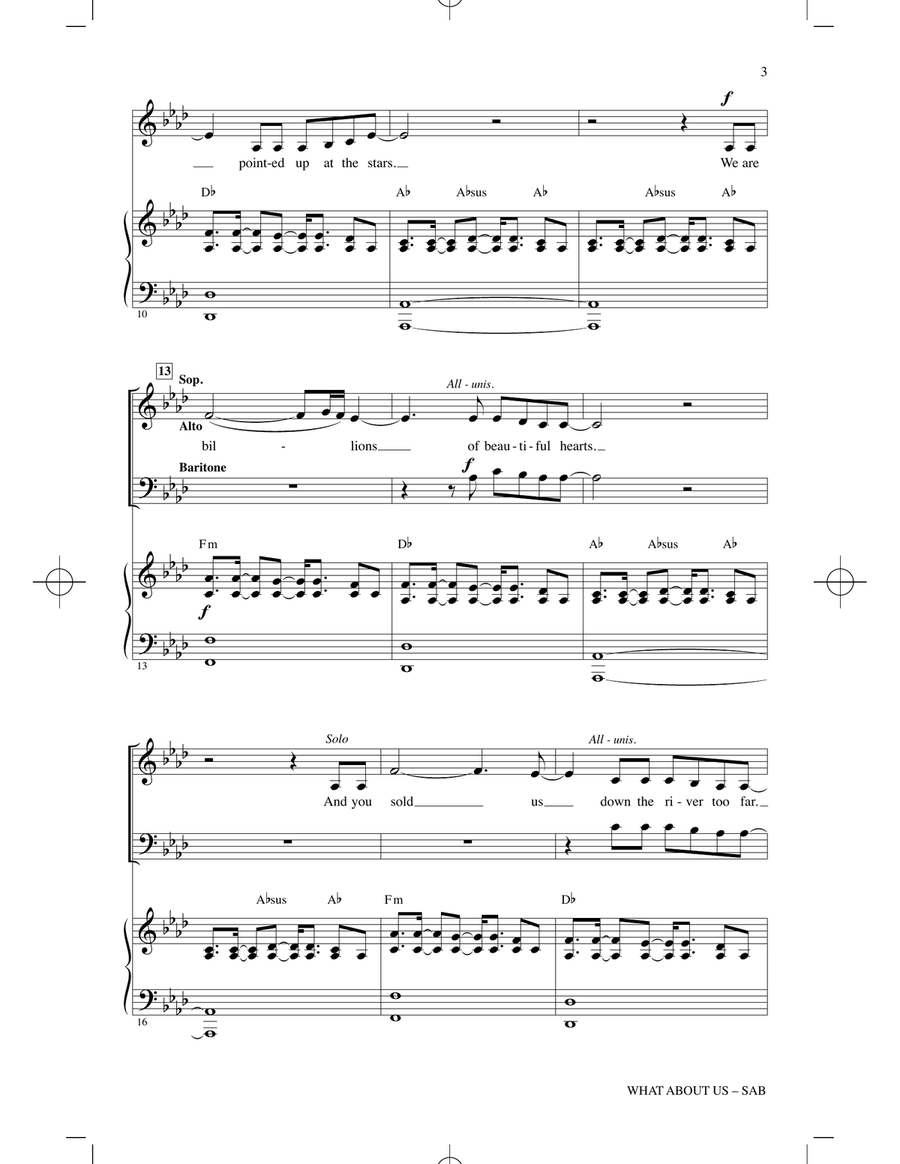 What About Us (arr. Mark Brymer) 3-Part scores gallery preview page 2
