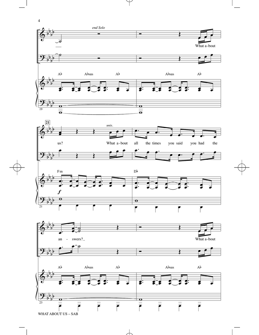 What About Us (arr. Mark Brymer) 3-Part scores gallery preview page 3