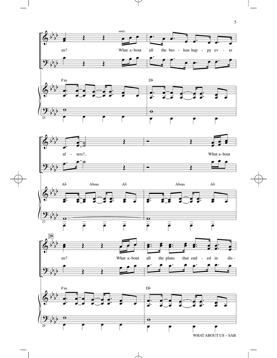 What About Us (arr. Mark Brymer) 3-Part scores gallery preview page 4