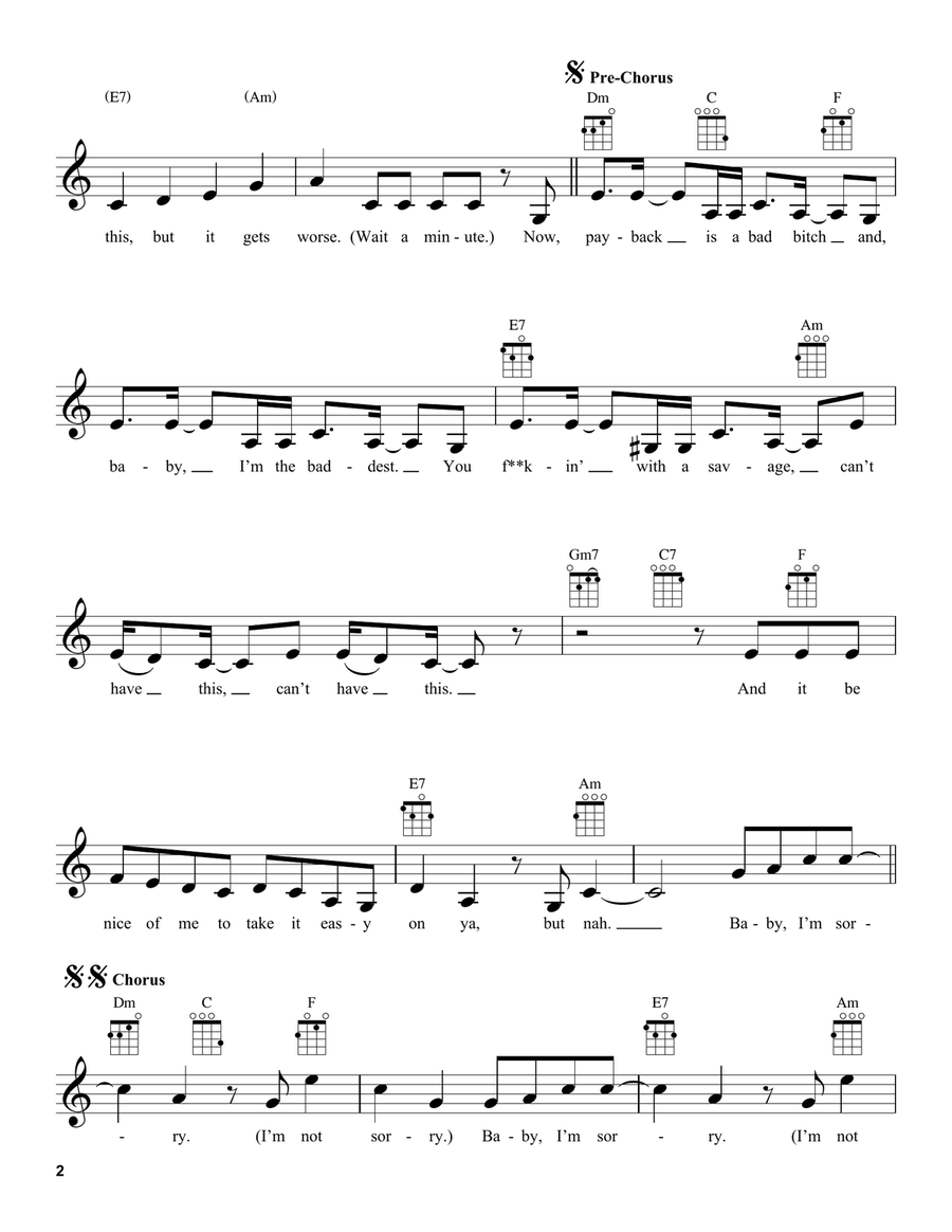 Sorry Not Sorry Sorry Not Sorry Ukulele scores gallery preview page 2