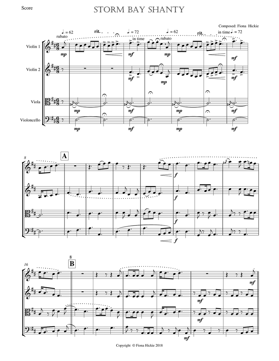 Storm Bay Shanty String Quartet scores gallery preview page 2