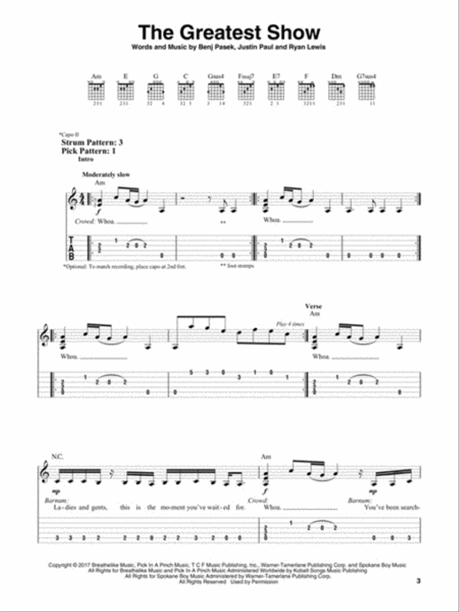 The Greatest Showman Guitar Tablature scores gallery preview page 3