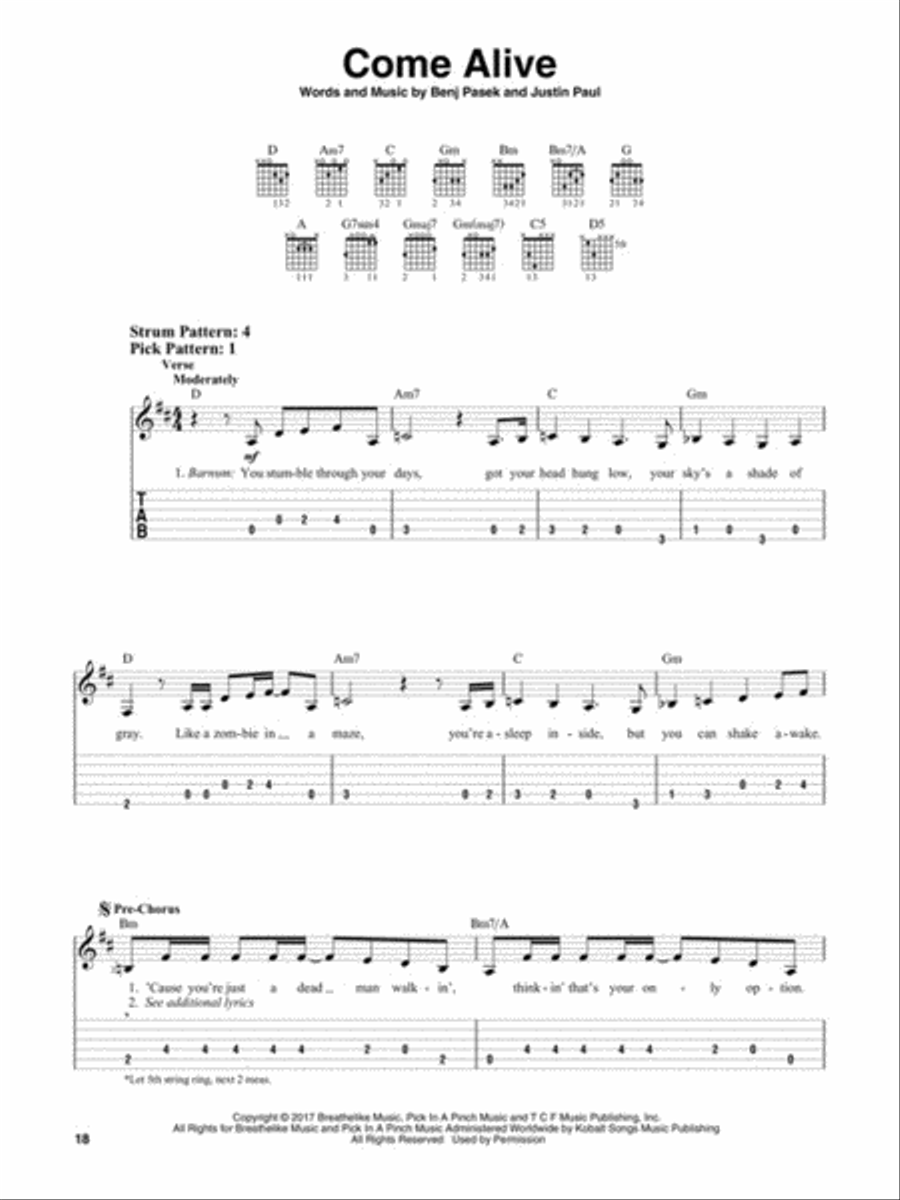 The Greatest Showman Guitar Tablature scores gallery preview page 4