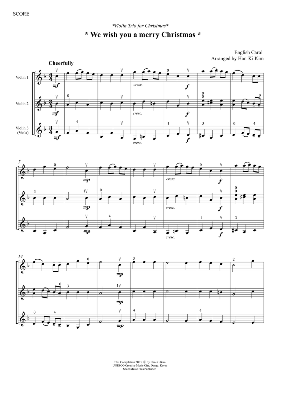 we wish you a merry Christmas (For Violin Trio) String Trio scores gallery preview page 2