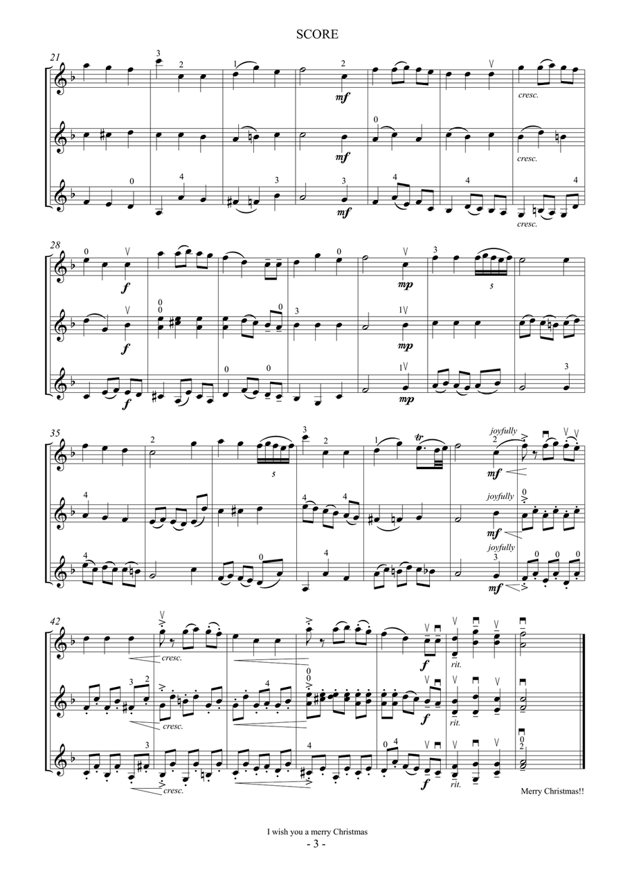 we wish you a merry Christmas (For Violin Trio) String Trio scores gallery preview page 3