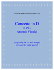 Lute Concerto in D R.V. 93 arr. for guitar quartet