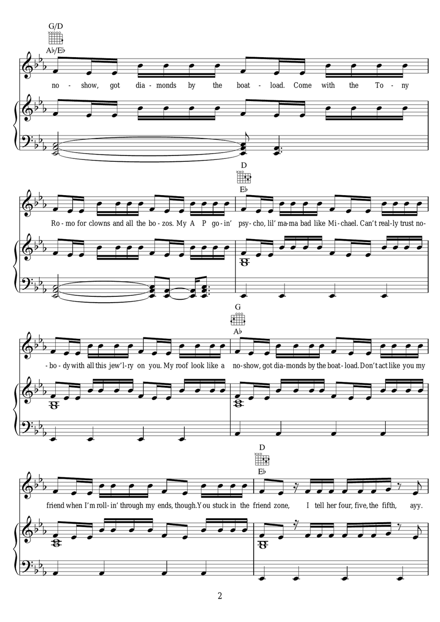 Psycho (featuring Ty Dolla $ign) Piano, Vocal scores gallery preview page 2