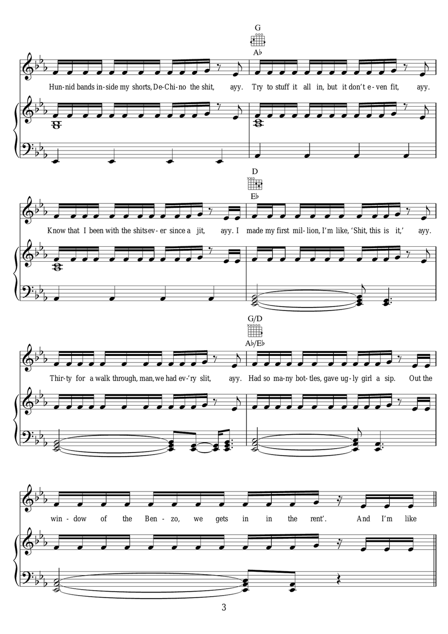 Psycho (featuring Ty Dolla $ign) Piano, Vocal scores gallery preview page 3