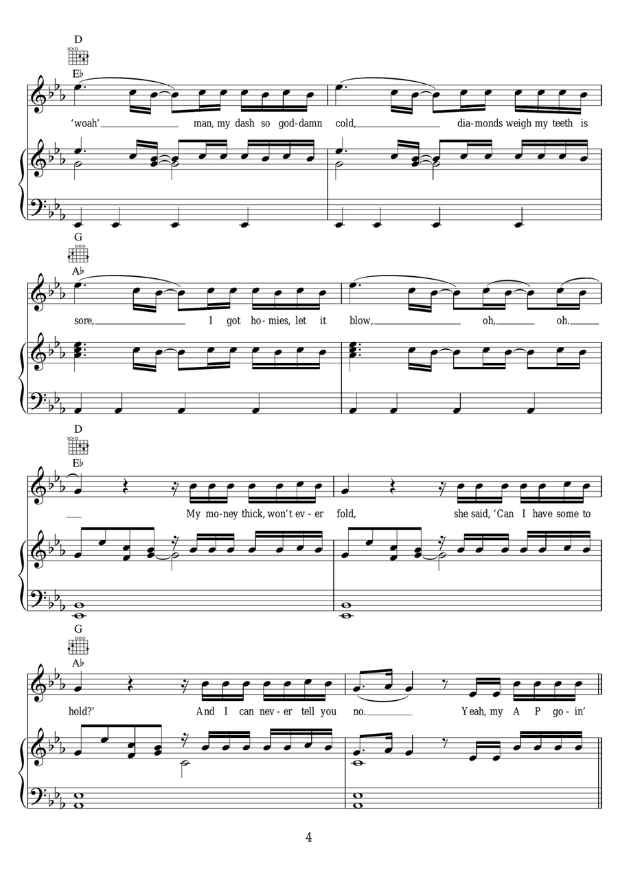 Psycho (featuring Ty Dolla $ign) Piano, Vocal scores gallery preview page 4