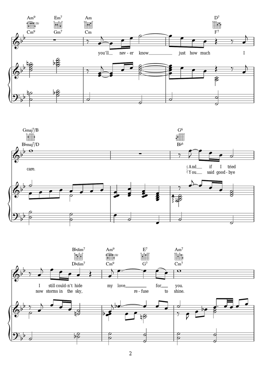 You'll Never Know (from The Shape of Water) Piano, Vocal scores gallery preview page 2