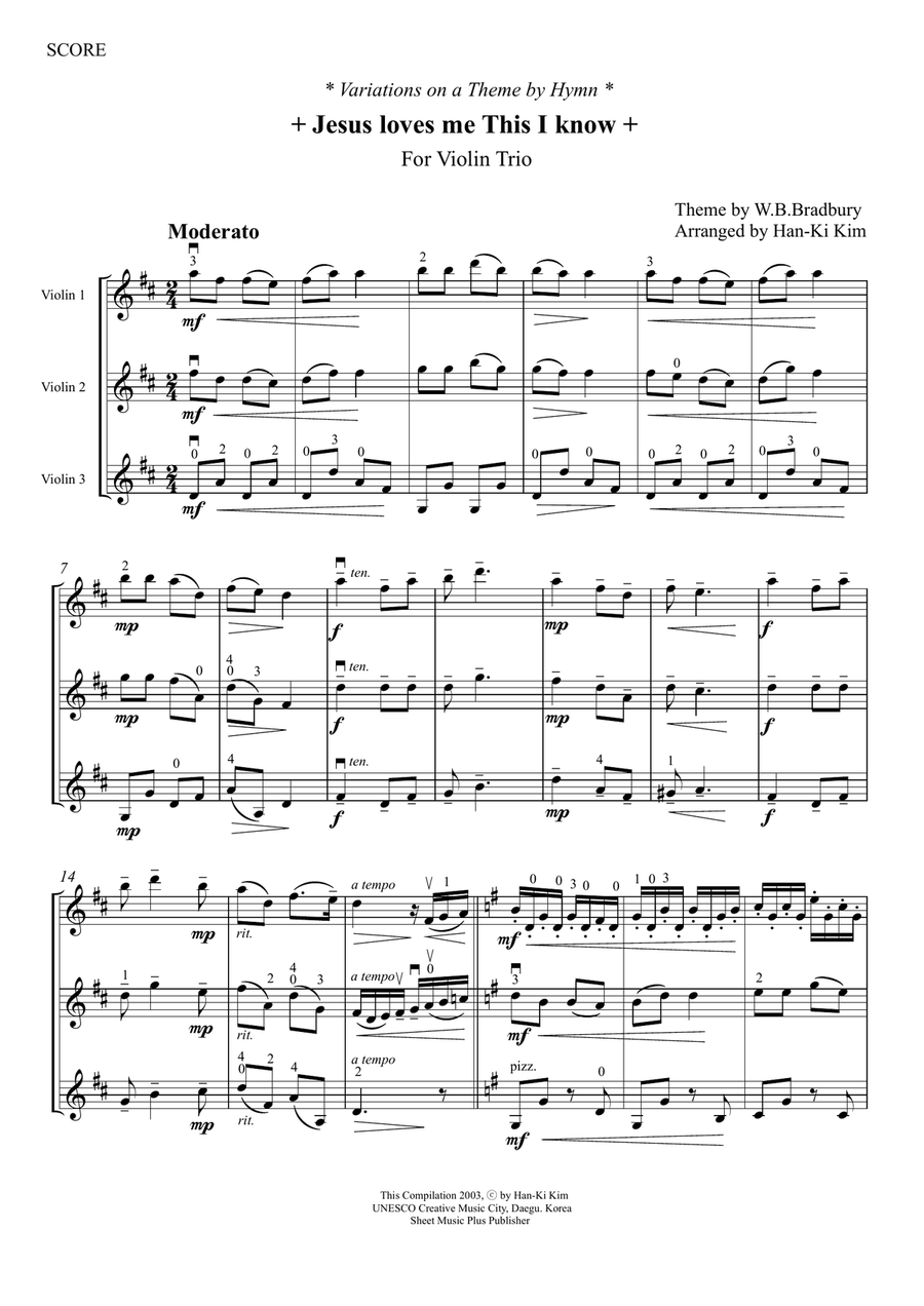 Jesus loves me This I know(For 3 Violins or, 2Vns and Va) String Trio scores gallery preview page 2