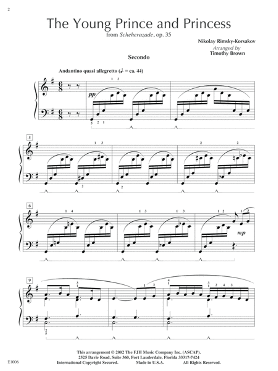 The Young Prince and Princess from Rimsky-Korsakov's Scheherazade 1 Piano, 4-Hands scores gallery preview page 2